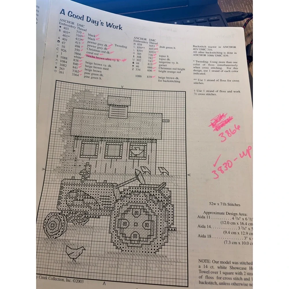 Vintage Stoney Creek Break Time Cross Stitch Pattern Leaflet 111 Farm Tractor
